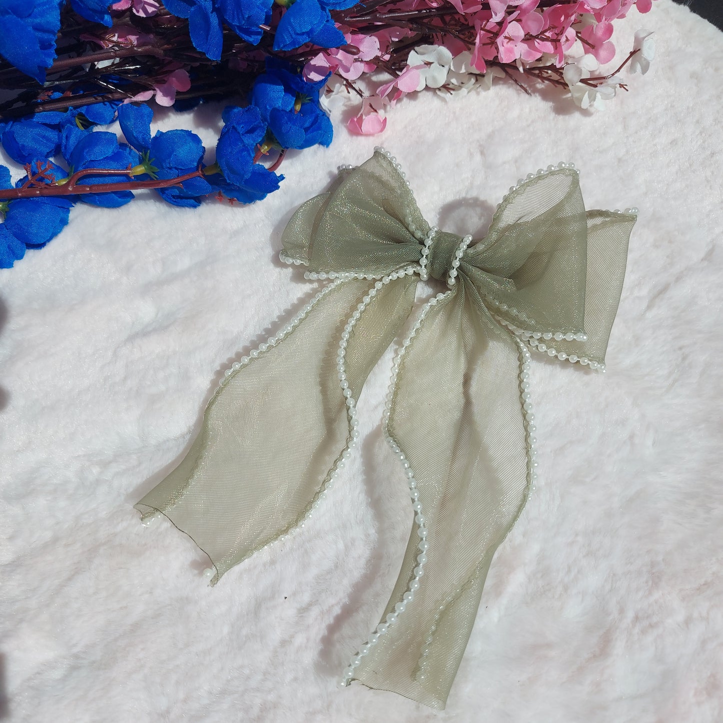 Pearl Organza Hairbows