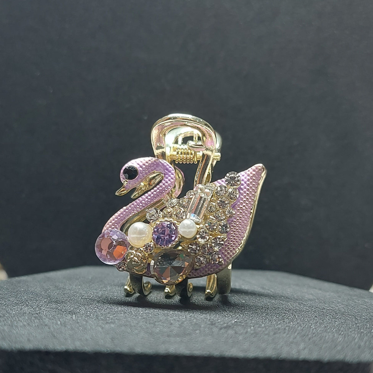 Studded Swan Metal Hair Claw (3CM)