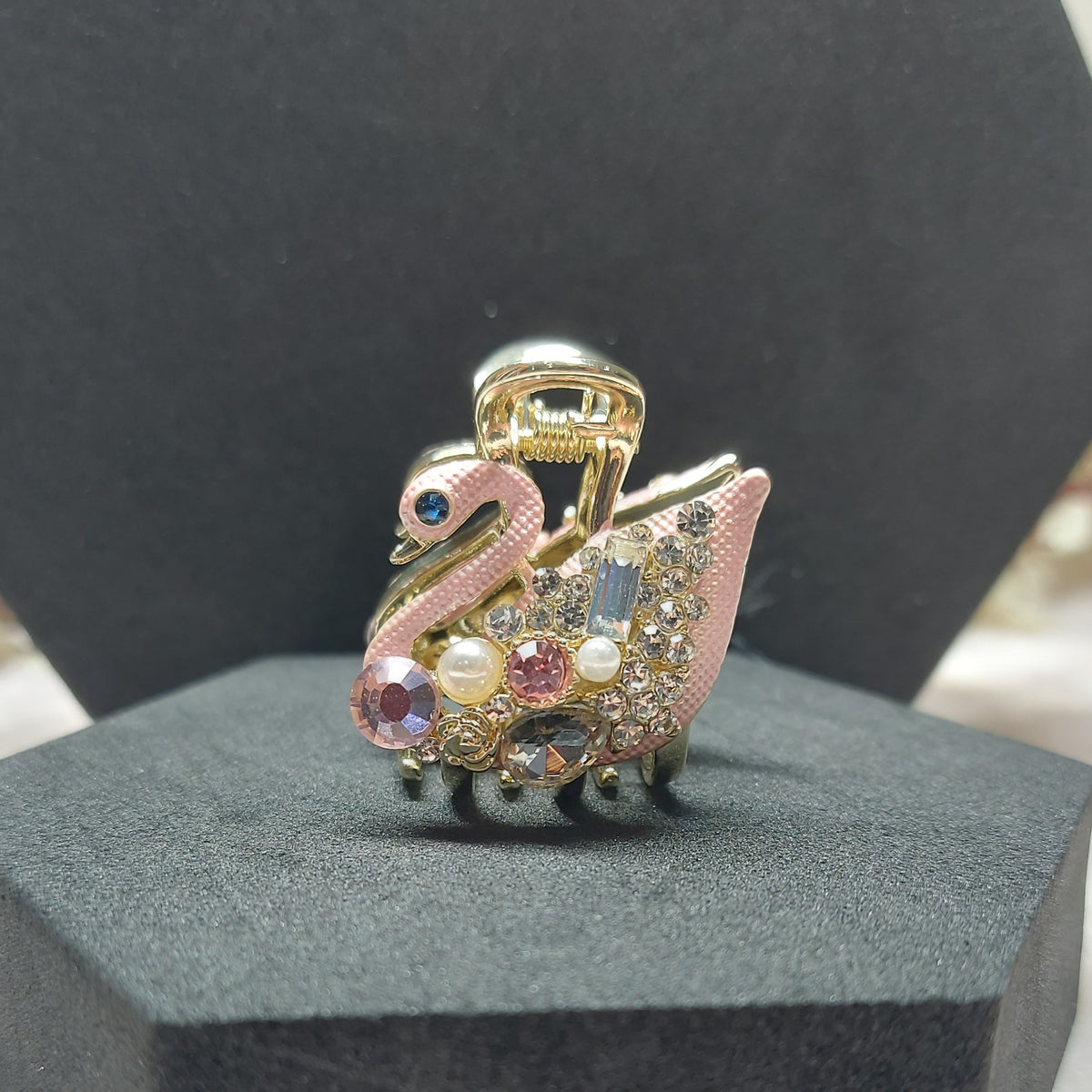 Studded Swan Metal Hair Claw (3CM)