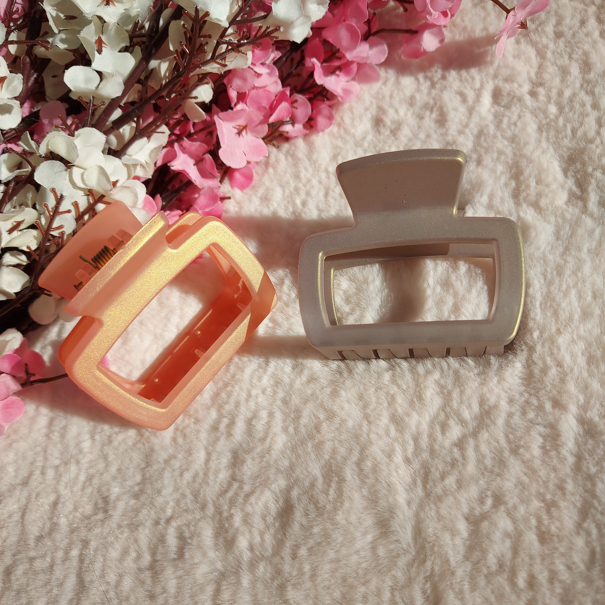 Classic Shimmery Square Hair Claw Clip 6.5CM | Elegant Glossy Claw for Women & Girls