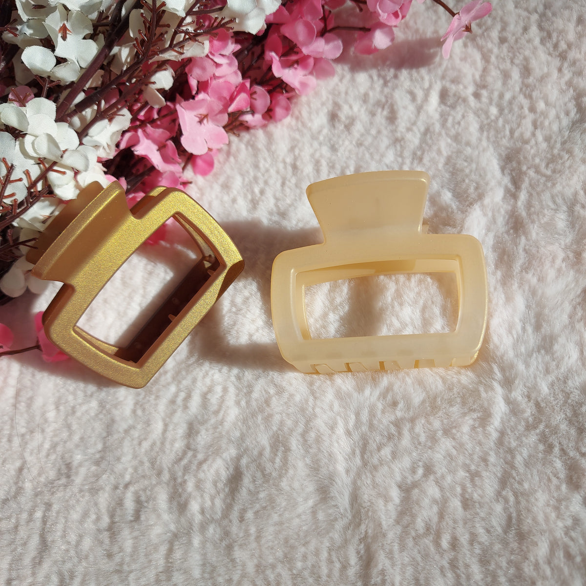 Classic Shimmery Square Hair Claw Clip 6.5CM | Elegant Glossy Claw for Women & Girls