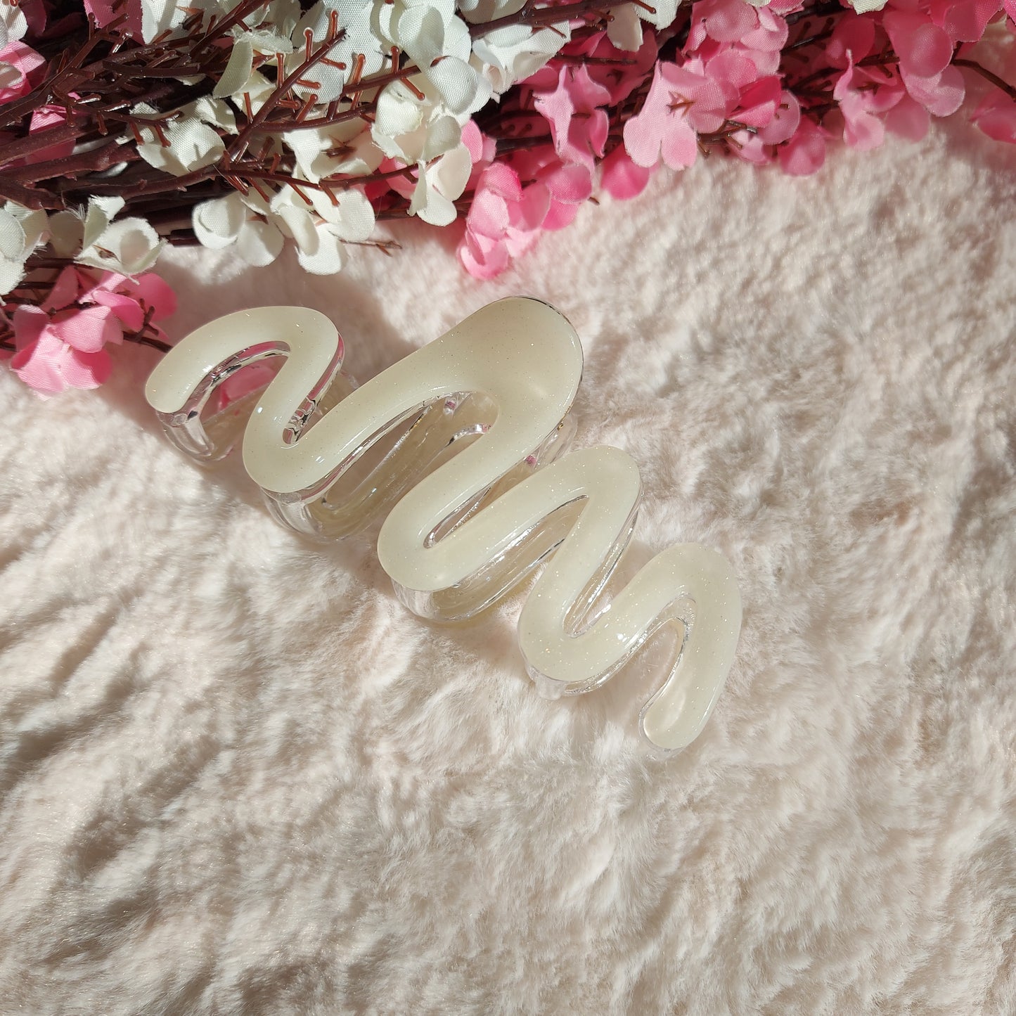 BOFEINI Glossy Zigzag Hair Clawclip – 10.5CM | XXL Strong Grip Clip with Shimmer Finish