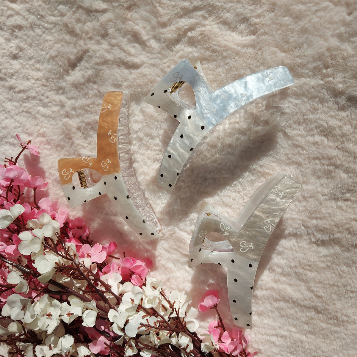 Bofeini 10.5CM Glossy Polka Dot Hair Claw Clip | Extra Large Grip | Strong Hold for Thick & Long Hair