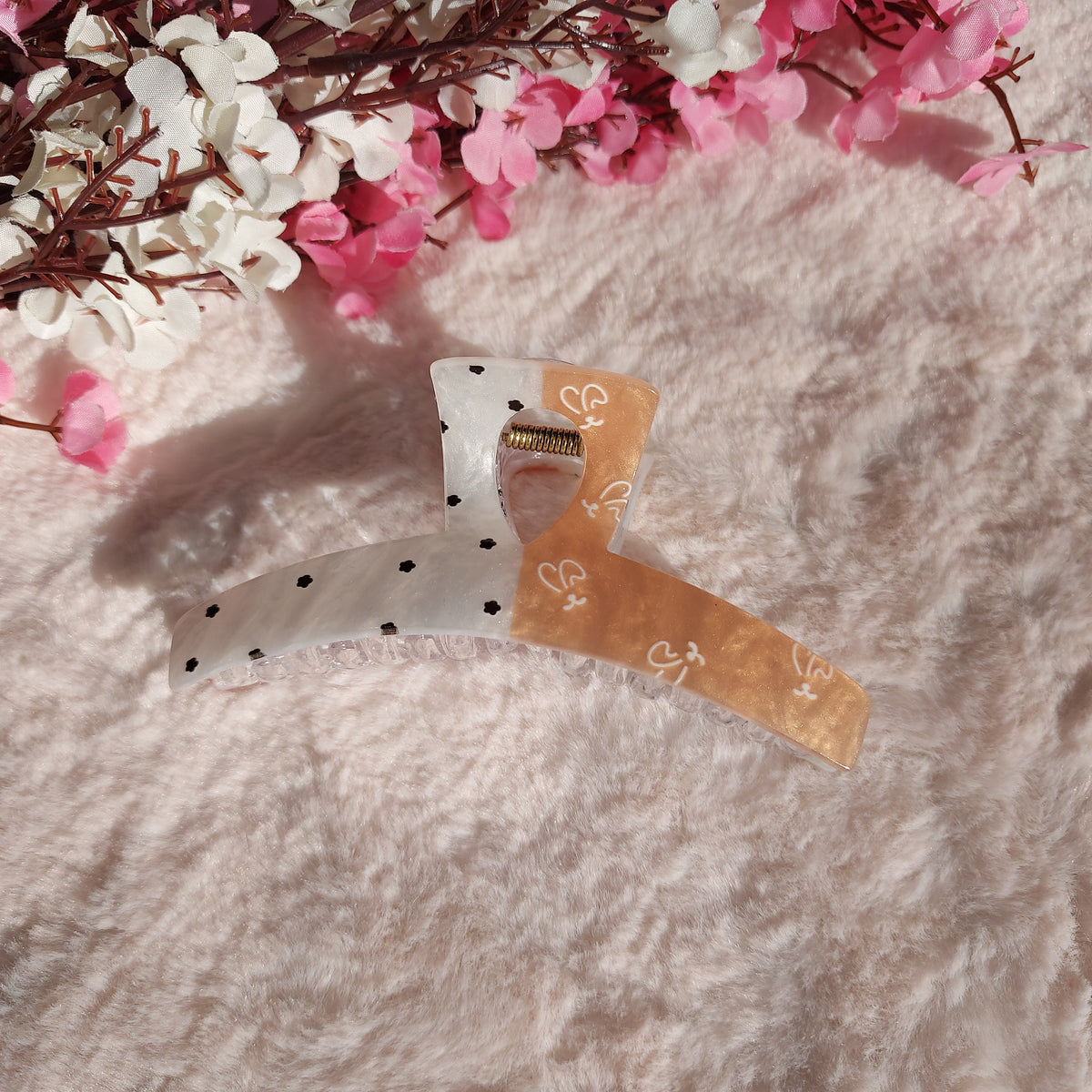 Bofeini 10.5CM Glossy Polka Dot Hair Claw Clip | Extra Large Grip | Strong Hold for Thick & Long Hair