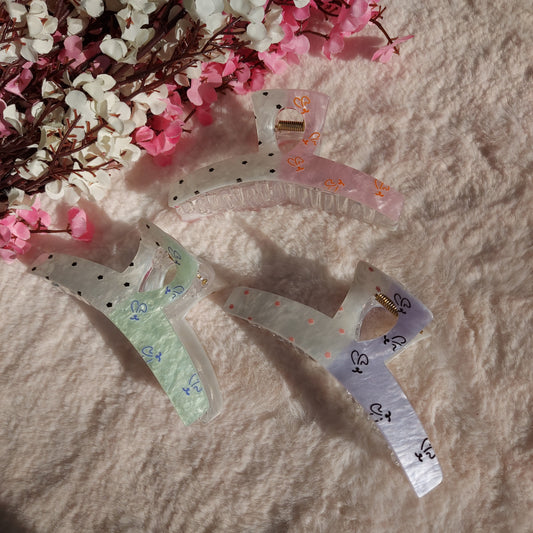 Bofeini 10.5CM Glossy Polka Dot Hair Claw Clip | Extra Large Grip | Strong Hold for Thick & Long Hair