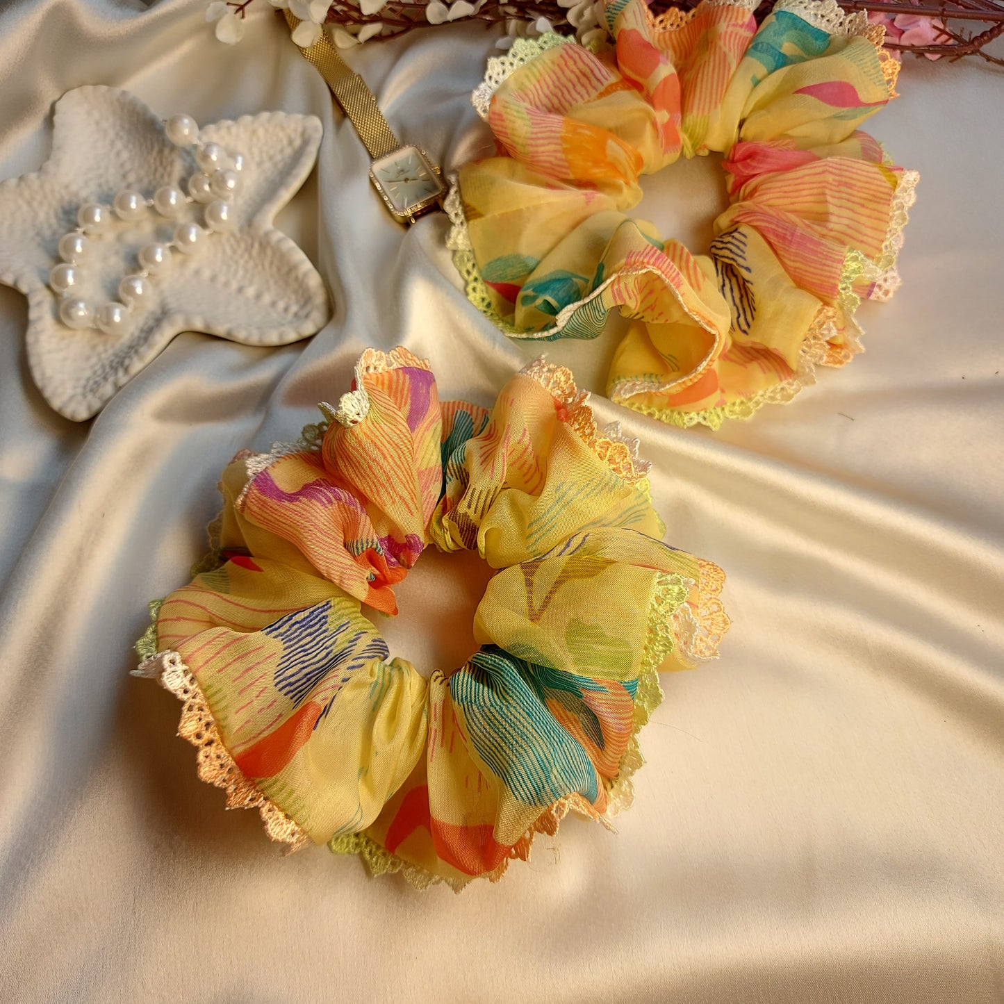 Buttersugar Organza Lace Scrunchie | Handmade Elegant Hair scrunchie