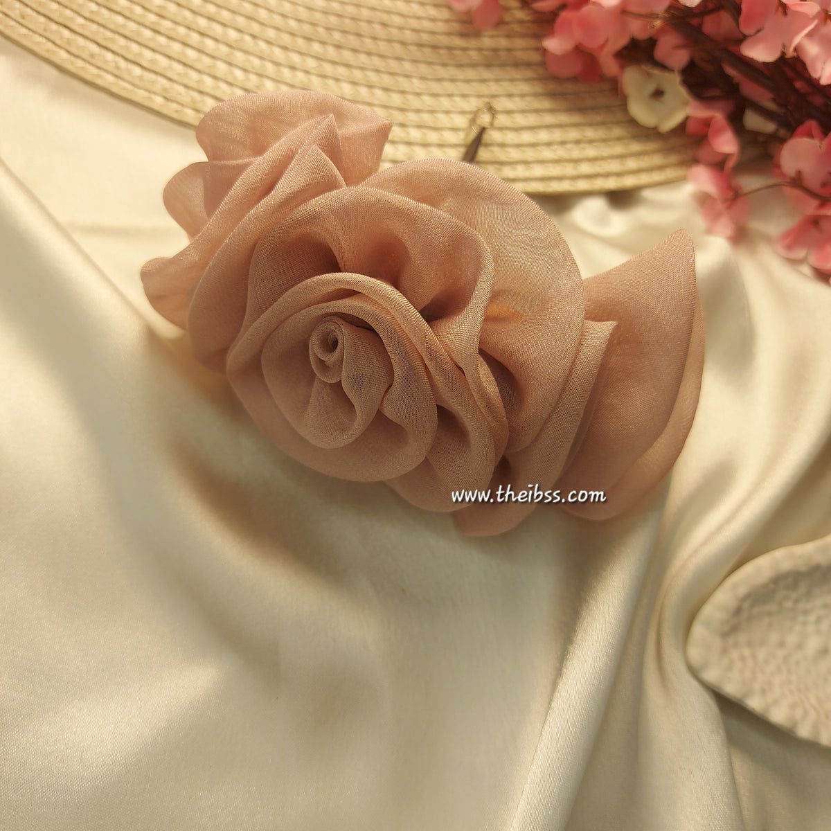 Eternal Rose Handmade Floral Barrette Hair Clip | 12 CM Floral Statement Hair Accessory | French Metal Clip