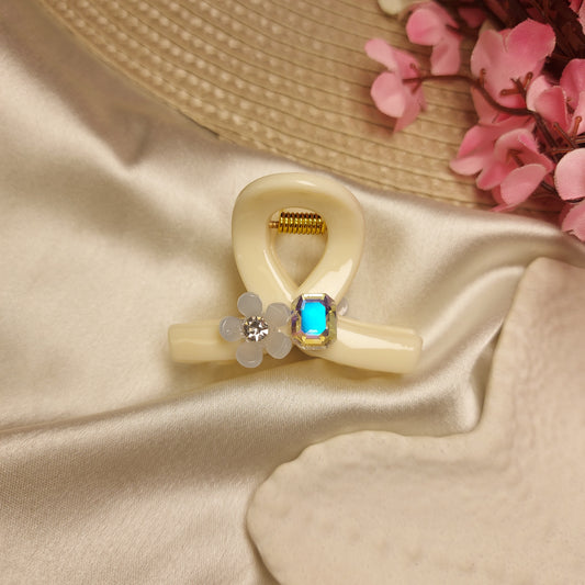 Bofeini Blossom Spark T Claw Clip – 5 CM Floral Acrylic Hair Clutcher with Crystal Accent