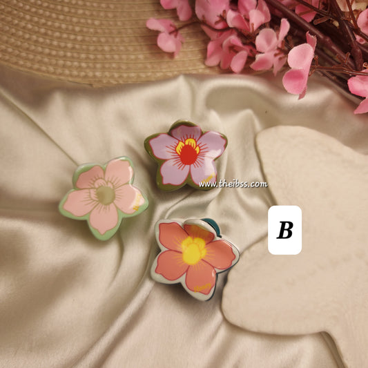 Honey Sheet Floral Claw Clip (Set of 3) β Elegant Strong Grip Hair Clutcher for Women - 3CM