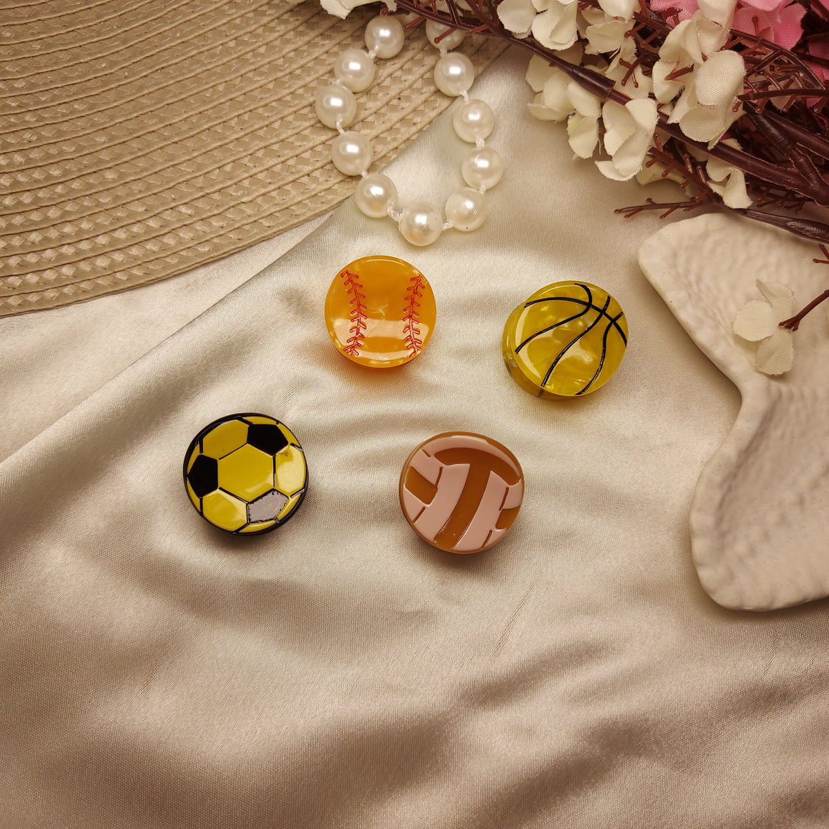 BOFEINI Sports Ball Mini Claw Clips | Premium Luxury Acrylic Hair Clips (2.5 CM)