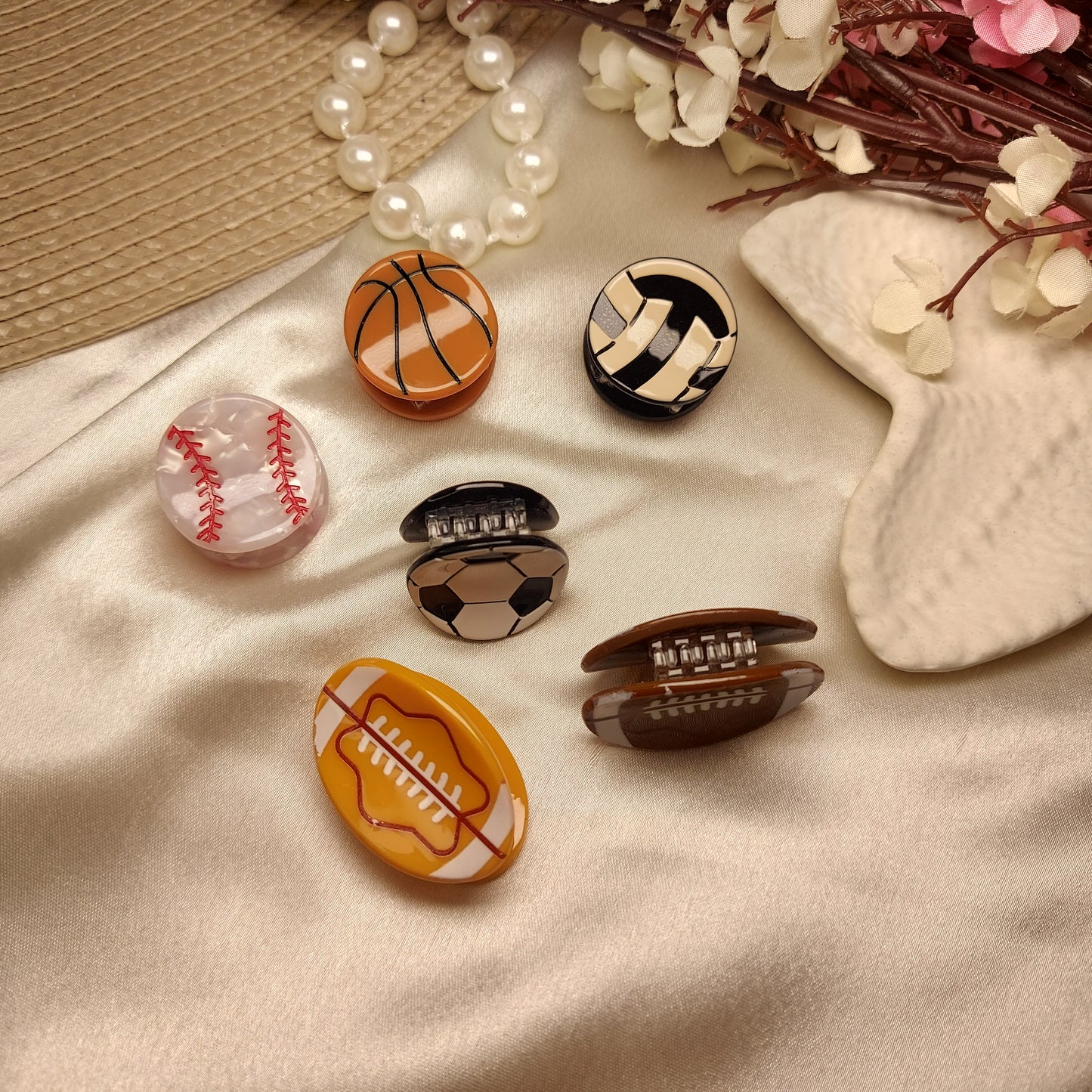 BOFEINI Sports Ball Mini Claw Clips | Premium Luxury Acrylic Hair Clips (2.5 CM)