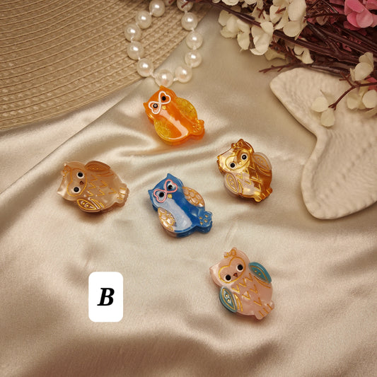 BOFEINI Luxury Owl Mini Claw Clip | Premium Glossy Hair Claw (2.5 CM)