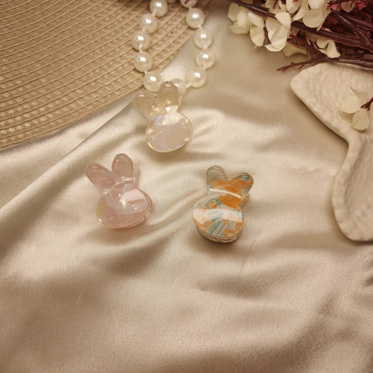 Premium Bunny Hair Claw Clip 2CM | Gloss Finish Mini Claw for Women & Girls