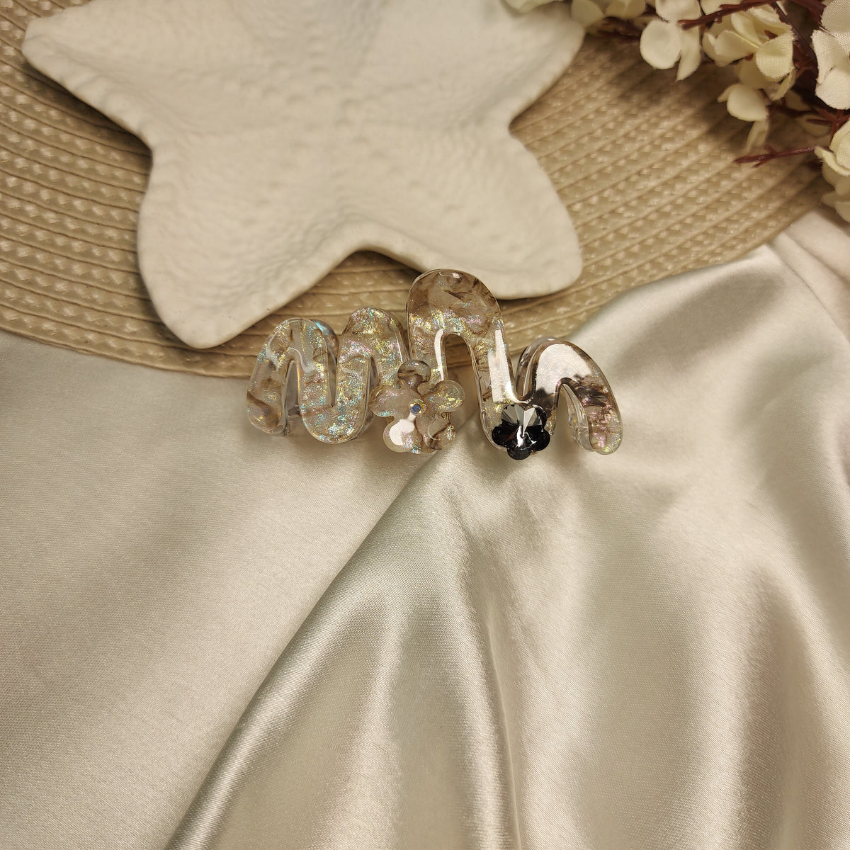 Studded Partywear ZigZag shimmery Hairclaw- 6.5CM