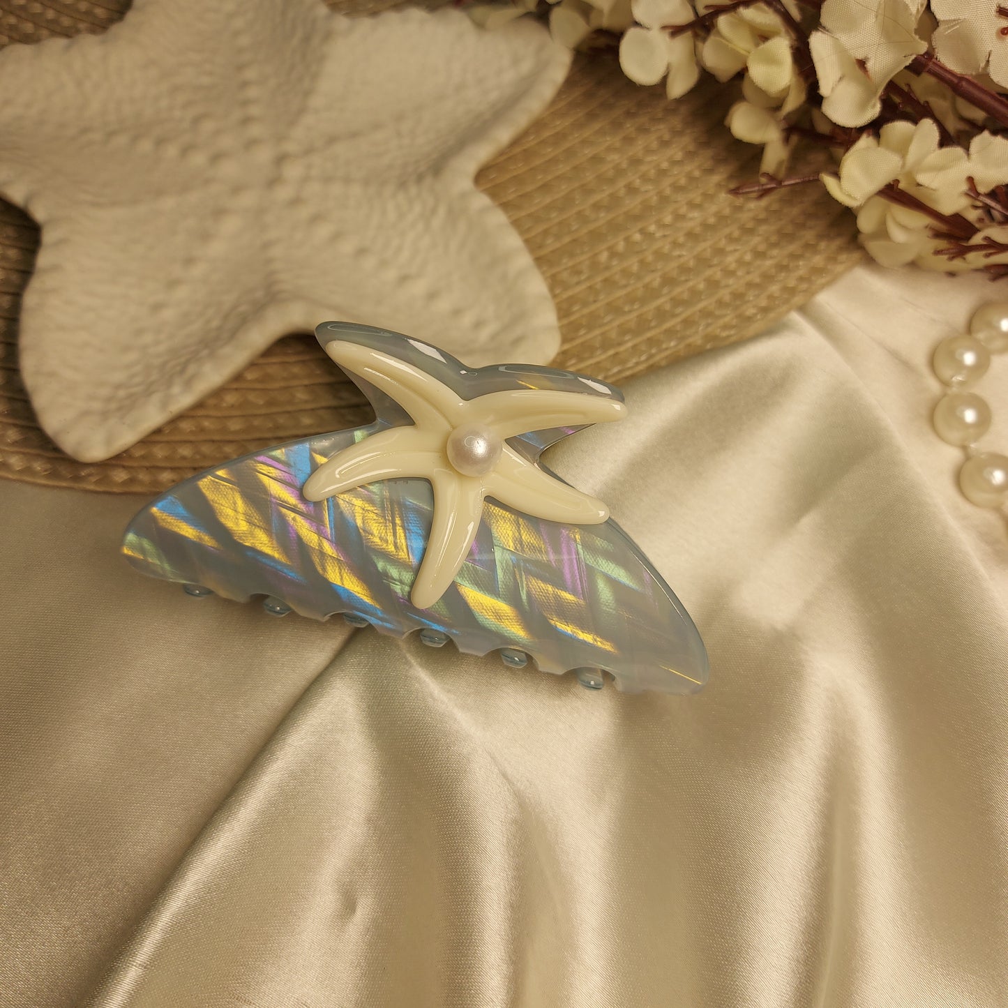 Premium Luxury Starfish pearl Hair Claw Clip 8.5CM | Strong Hold Designer Claw for Women