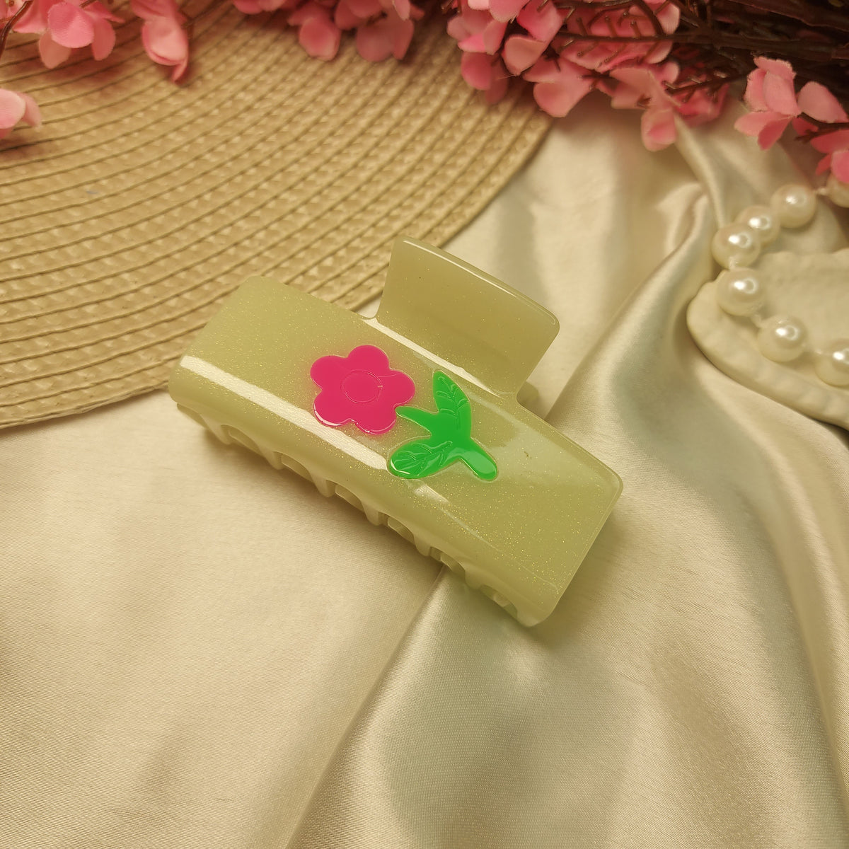 Sheer πΈ Flower Imposed Sheet Hair Claw β Premium Acrylic Clutcher 7.5CM