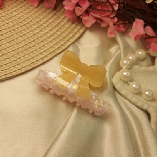 Sheer Bow T Sheet Hair Claw – Premium Acrylic Bow Clutcher 5CM