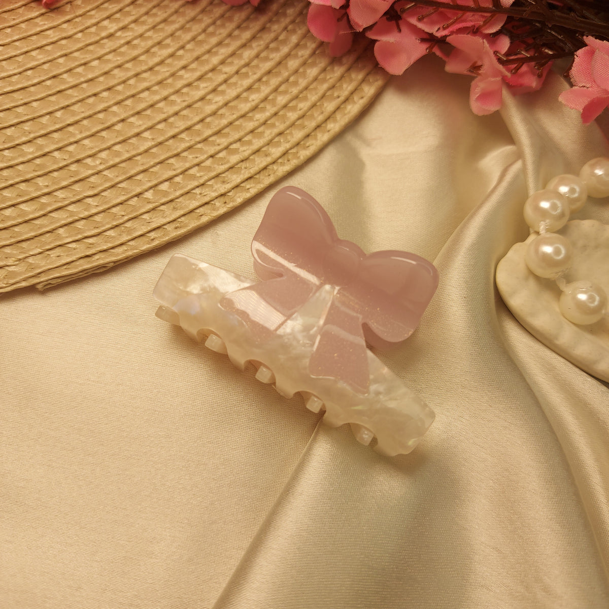 Sheer Bow T Sheet Hair Claw – Premium Acrylic Bow Clutcher 5CM