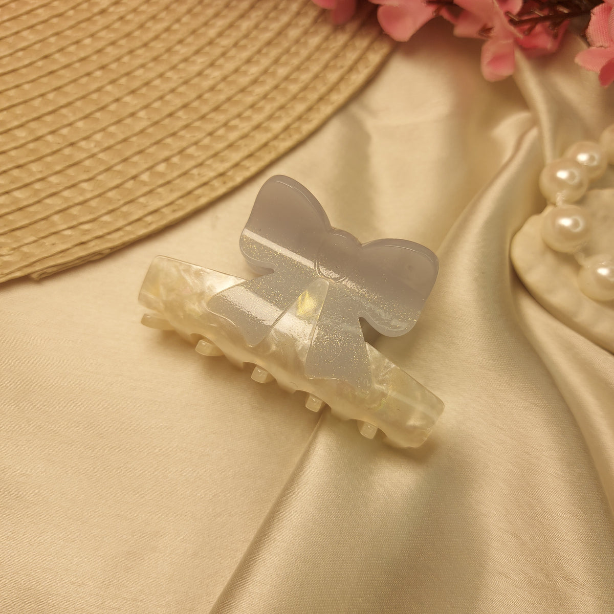 Sheer Bow T Sheet Hair Claw – Premium Acrylic Bow Clutcher 5CM