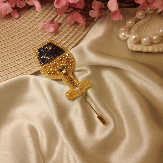 A Glass of attitude - Handcrafted Beaded Flower Lapel Pin – Elegant Brooch for Men & Women
