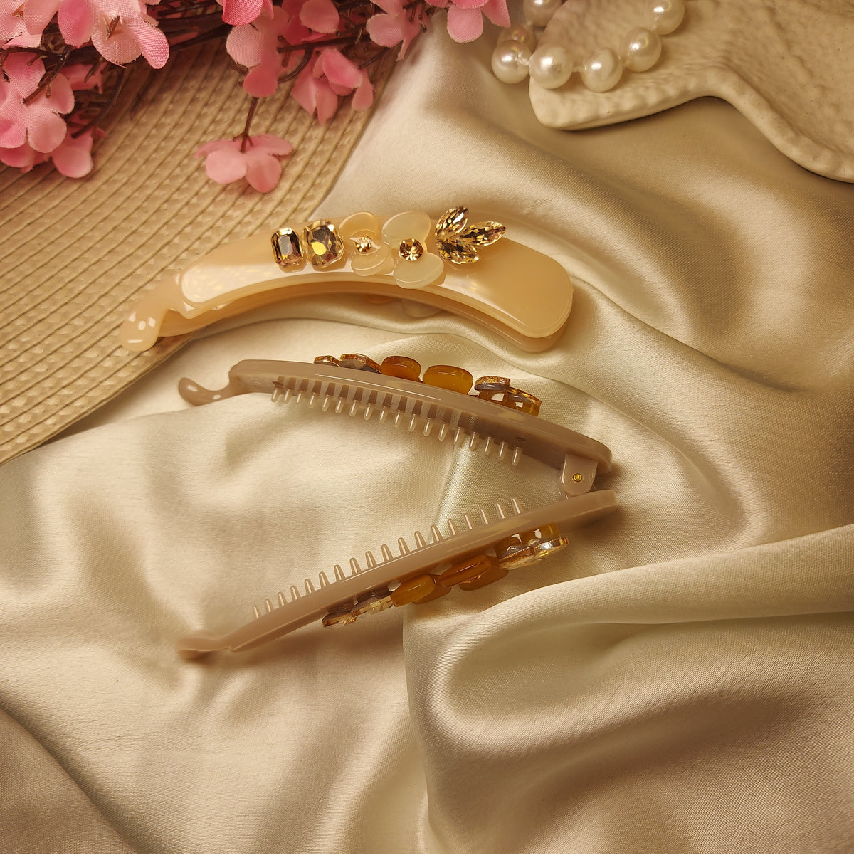 BOFEINI STUDDED BANANA HAIRCLIP for Women – 9CM | Strong Grip Hair Clip | Daily & Party Wear