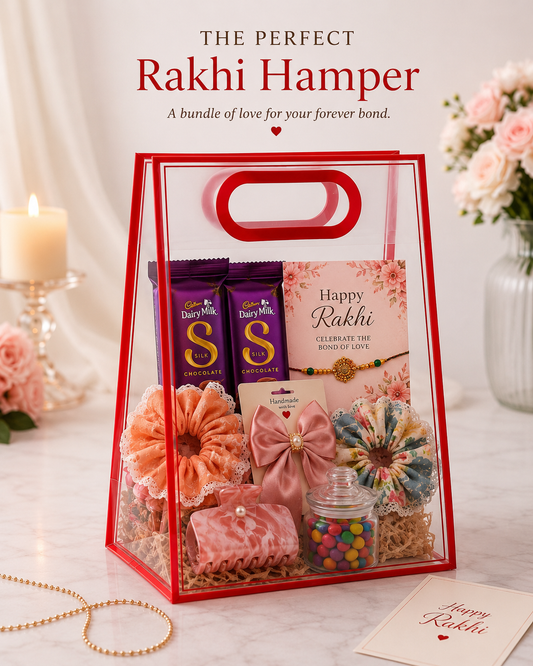 Luxury Transparent Gift Hamper Bag | Red Trim PVC Gift Bag | Reusable | 18 Γ 8 Γ 26 cm