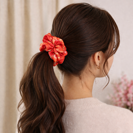 Premium Satin Scrunchie- Majenta Pink- Medium Fluff
