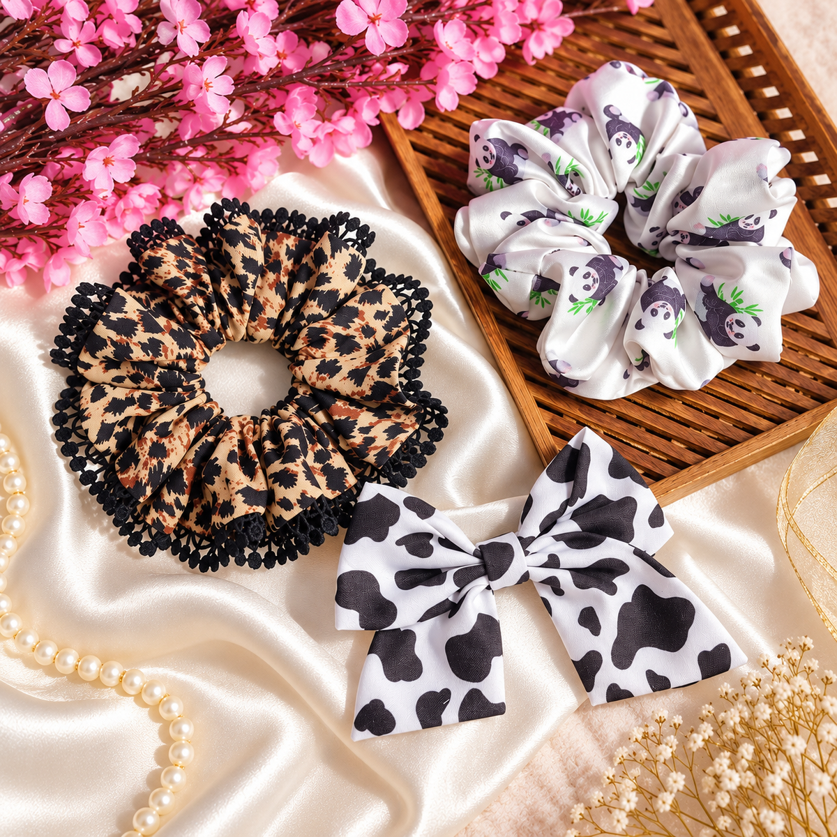 The Cutie Combo of Handmade Scrunchies and Handmade Hairbow