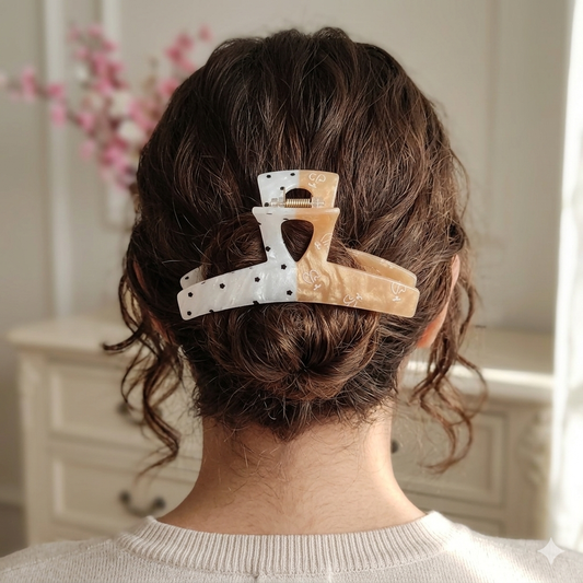 Bofeini 10.5CM Glossy Polka Dot Hair Claw Clip | Extra Large Grip | Strong Hold for Thick & Long Hair