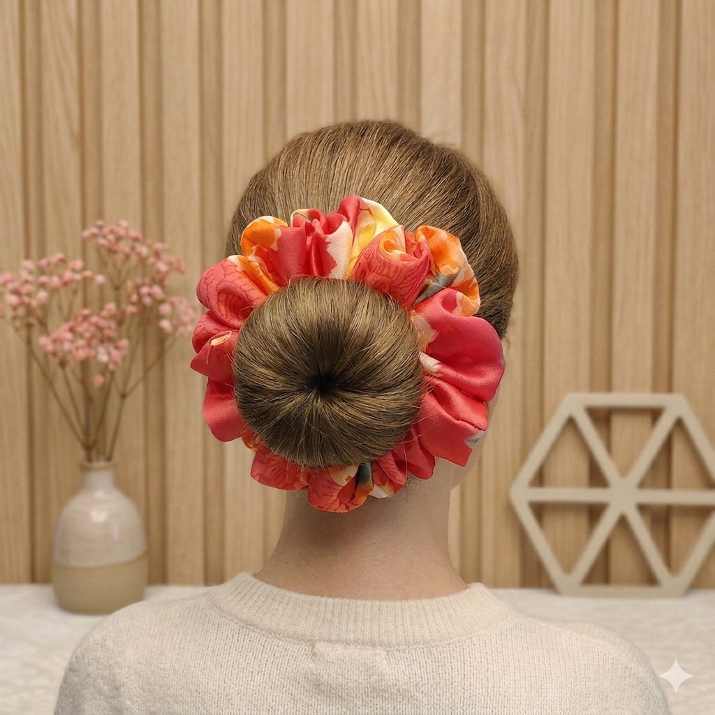 Premium Satin Scrunchie- Majenta Pink- Medium Fluff