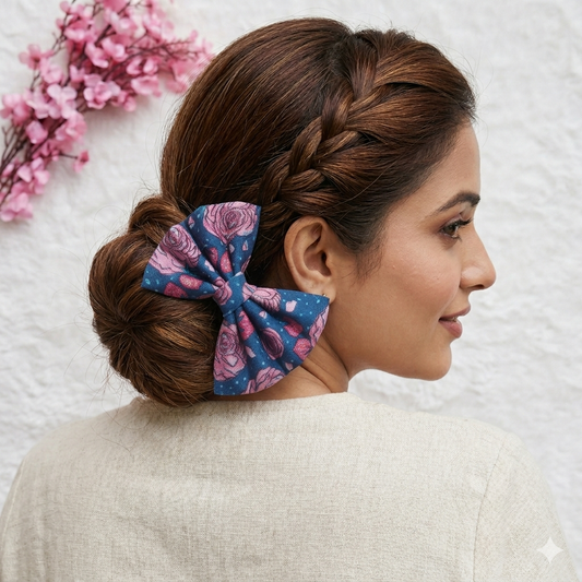 BLUE FLORAL - Everyday Hairbow