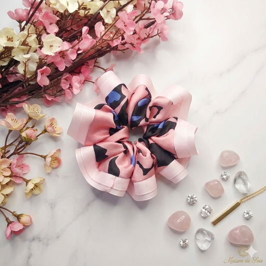 Blush Wild Scrunchie – Medium sized Handmade Satin Ribbon Scrunchie ✨