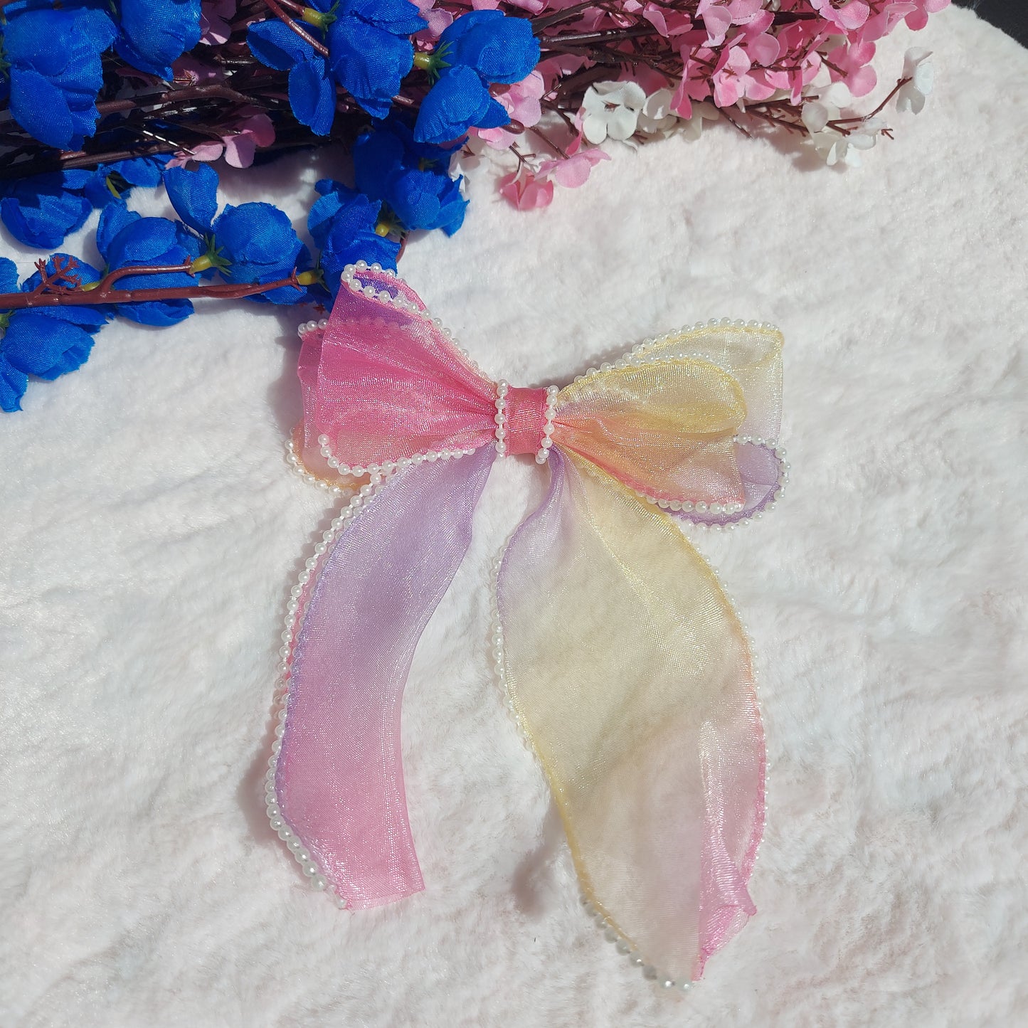 Pearl Organza Hairbows