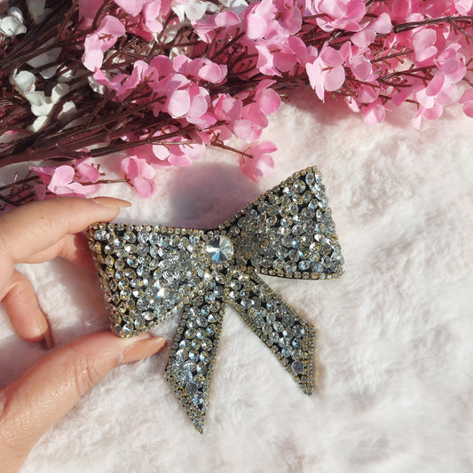Serene Sparkle Silver - Bejewelled Hairbow