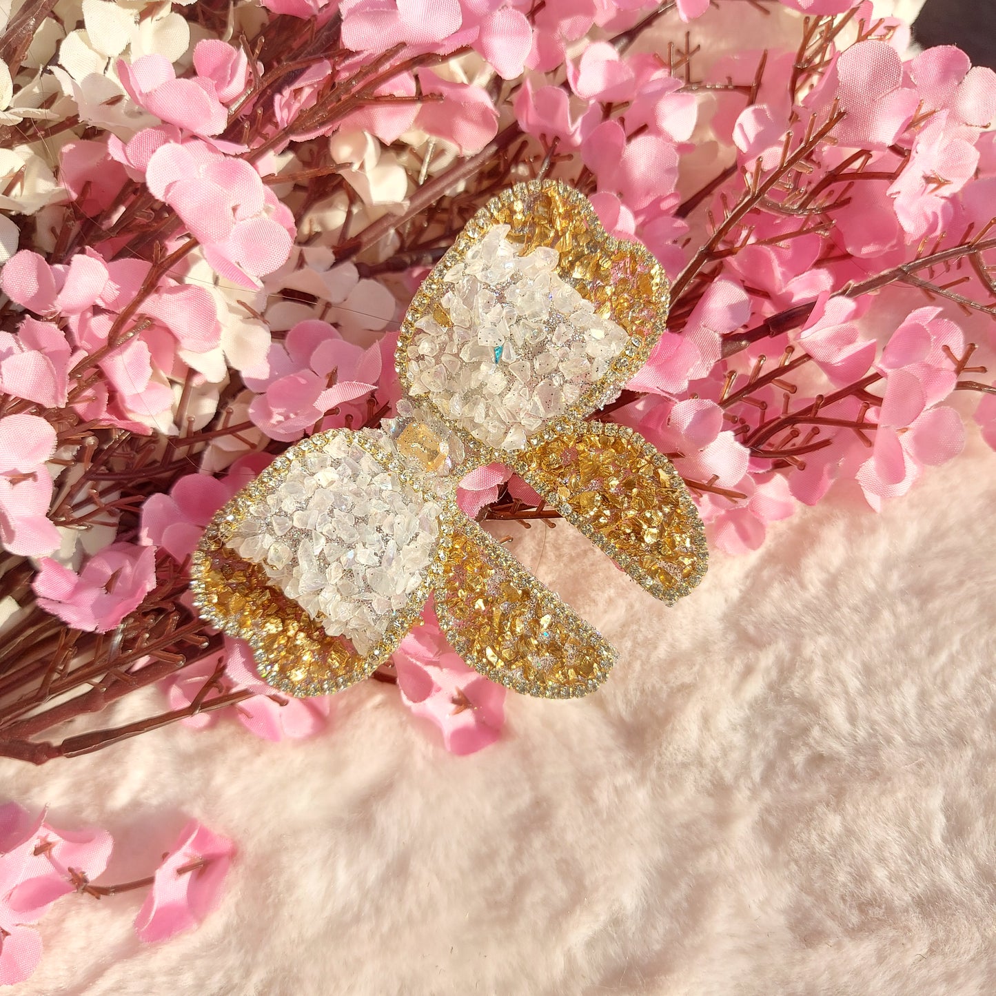 Prismatic Shine Golden - Bejeweled Hairbow