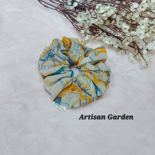XL Georgette Scrunchie - Artisan Garden, Whispering Florals, Muted Magic