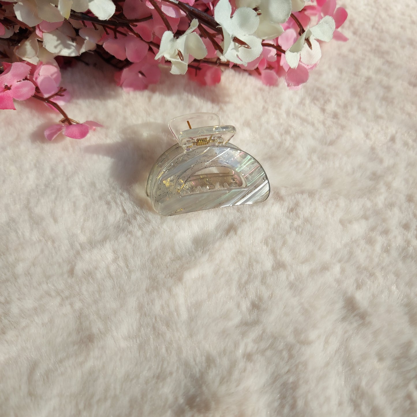 BOFEINI Glossy Sparkle Hair Clawclip – 4.5CM | Mini Strong Grip Clip with Shimmer Finish