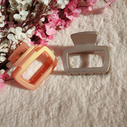 Classic Shimmery Square Hair Claw Clip 6.5CM | Elegant Glossy Claw for Women & Girls