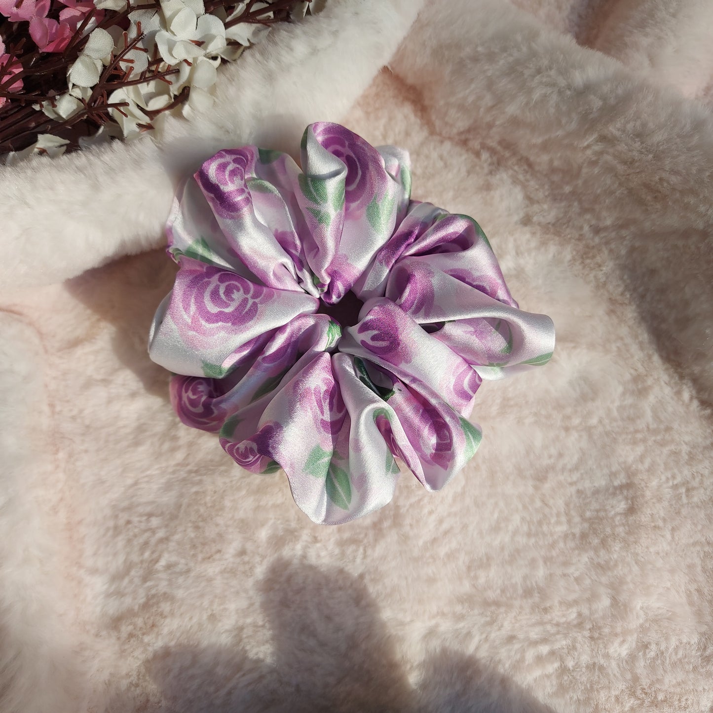 Lavender Skies Combo – Handmade Satin Scrunchies (Set of 3)