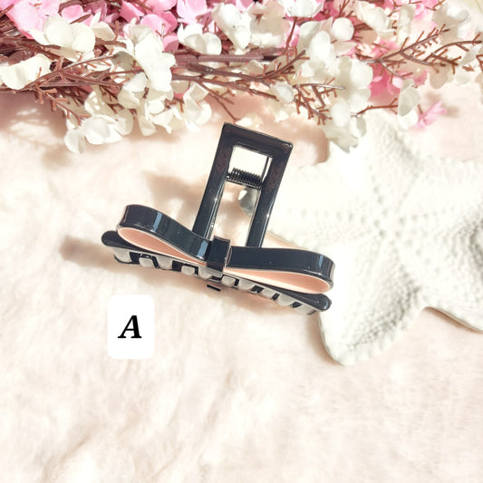 Noir & Blush Ribbon Claw – Statement Hair Accessory | 8CM