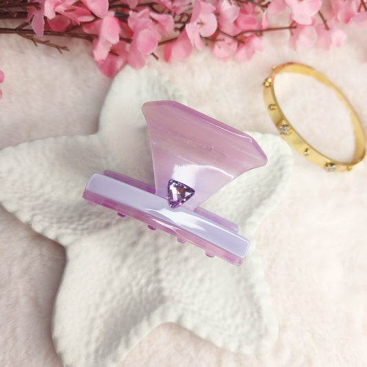 Bofeini Amethyst Prism Crystal Sheet Hair Claw – Geometric Acrylic Hair Clutcher | 6 CM