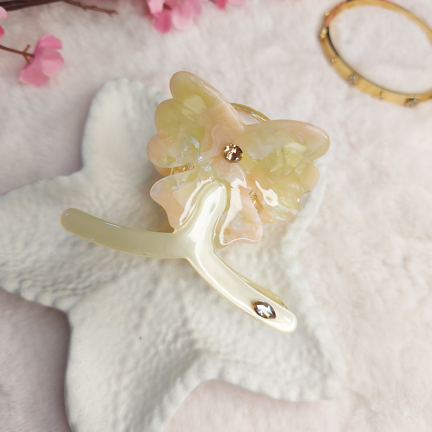 Bofeini Azure Bloom Floral Hair Claw – Bofeini Crystal Sheet Hair Clip | 7 CM