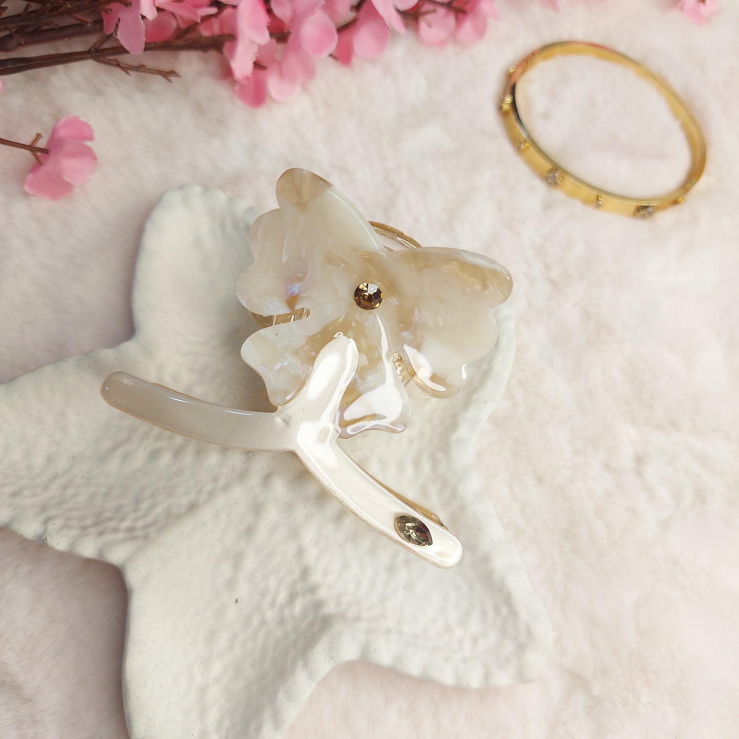 Bofeini Azure Bloom Floral Hair Claw – Bofeini Crystal Sheet Hair Clip | 7 CM