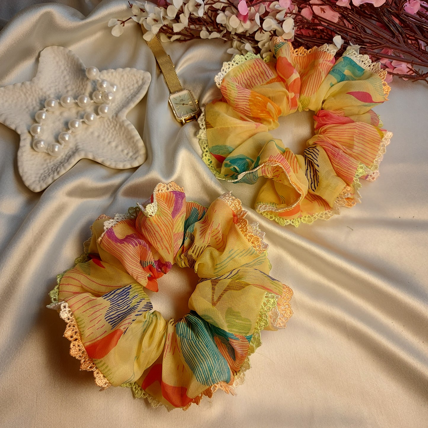 Buttersugar Organza Lace Scrunchie | Handmade Elegant Hair scrunchie