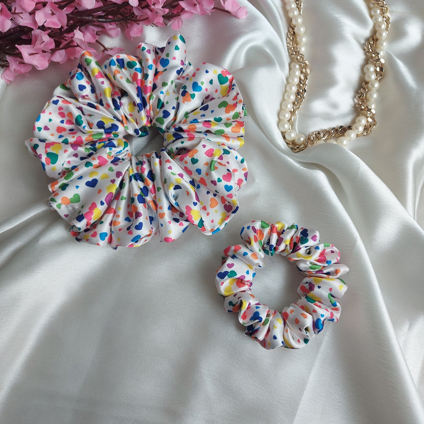 Love sprinkle - 🎀 Mini Meets Maxi Duo – Handmade Satin Scrunchie Set