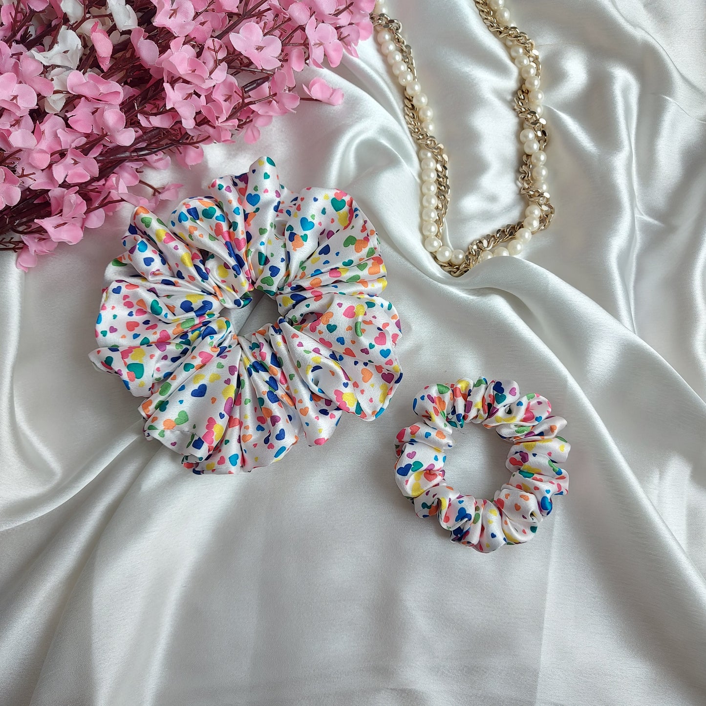 Love sprinkle - 🎀 Mini Meets Maxi Duo – Handmade Satin Scrunchie Set
