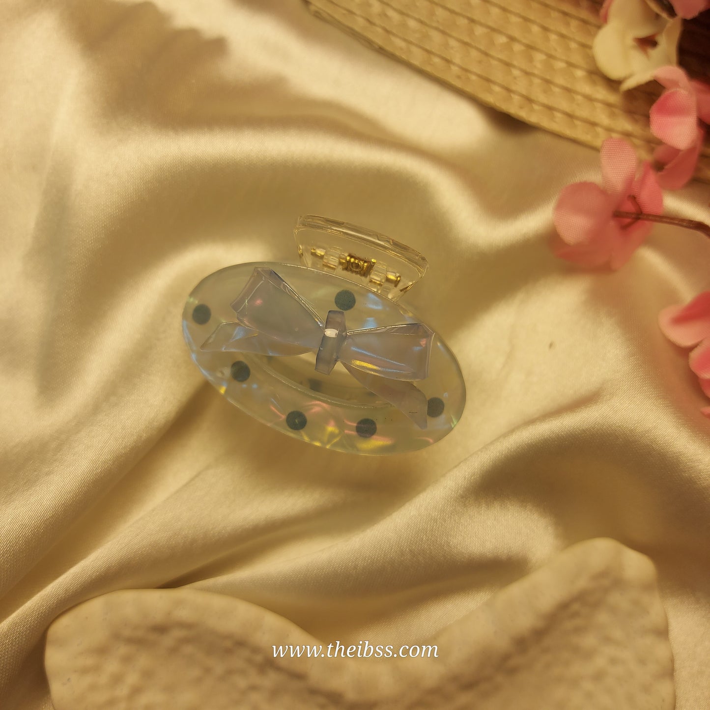 Bofeini Aurora Bow Acrylic Hair Claw – Oval 4.5 CM Iridescent Sheet Claw Clip | Premium Pastel Hair Accessory