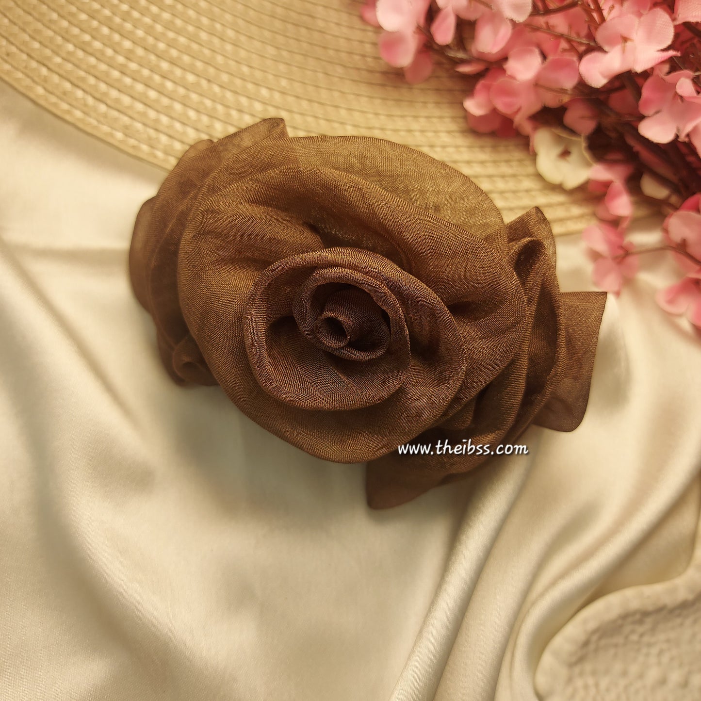 Eternal Rose Handmade Floral Barrette Hair Clip | 12 CM Floral Statement Hair Accessory | French Metal Clip