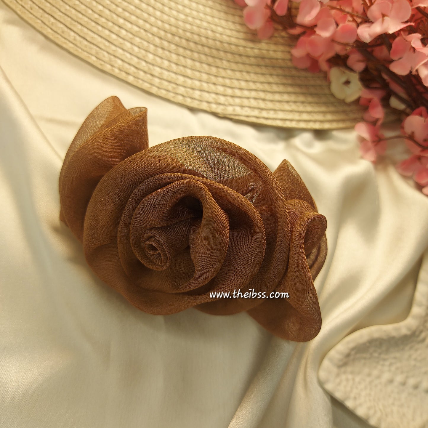 Eternal Rose Handmade Floral Barrette Hair Clip | 12 CM Floral Statement Hair Accessory | French Metal Clip