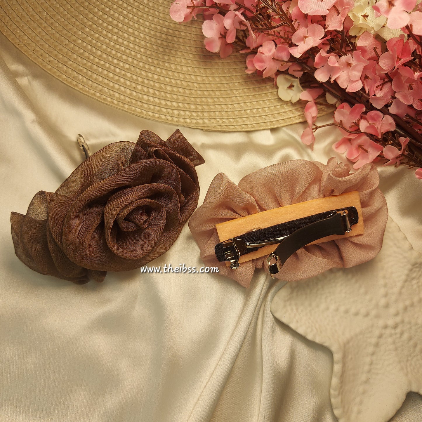 Eternal Rose Handmade Floral Barrette Hair Clip | 12 CM Floral Statement Hair Accessory | French Metal Clip